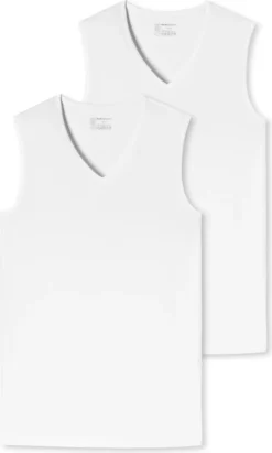 Schiesser 2er-Pack - 95/5 - Organic Baumwolle Unterhemd / Tanktop Tiefer V-Aussschnitt, Perfekter Sitz, Elastische Single-Jersey Qualität