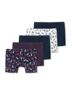 SCHIESSER Jungen Shorts 5er Pack - Unterhose, Pants, Uni/gemustert, 98-140 Mehrfarbig (6) 104