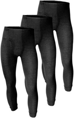 Thermounterhose Herren 3er Pack | Thermo Unterhose Mit Innenfleece | 3 Stück Lange Thermohosen - Anthrazit - 9/3XL