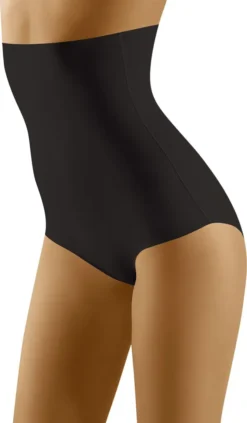 Wolbar Miederslip Dame Shapewear Musterlos Hoher Bund WB313, Schwarz, XL