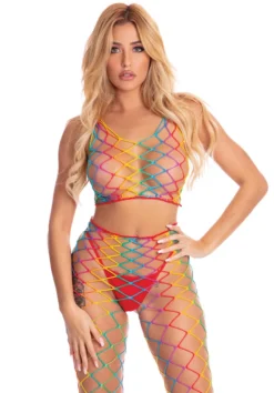 Netz Leggings Und Top - Regenbogenfarben -Günstiges Mode Wucht Geschäft 269b74bda5ad6903a7f66a3598388797