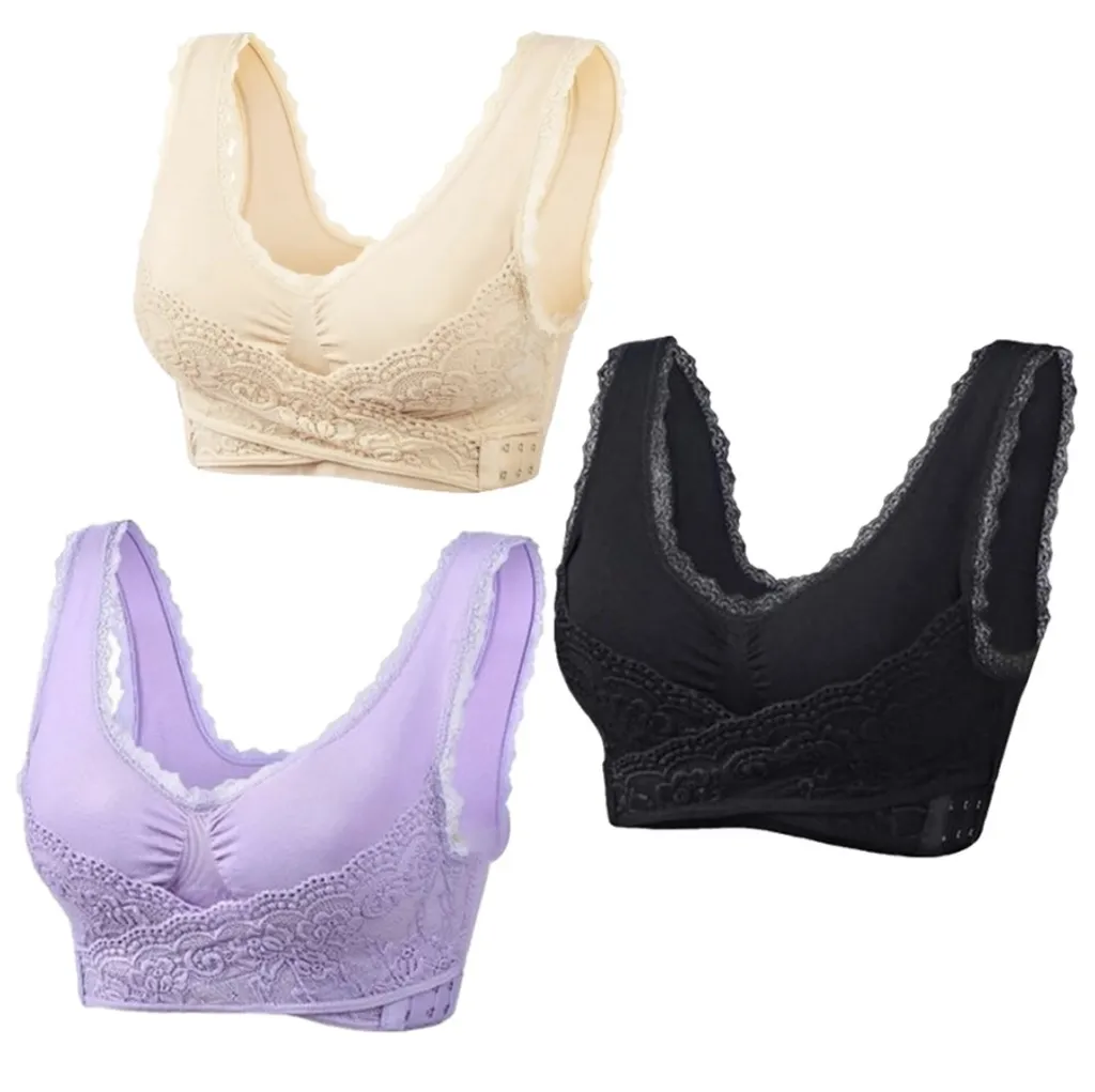 3er Set Damen BH Komfort Seamless Nahtlos Bustier Spitze Sport Push Up Yoga T-shirt Bra Fitness Sport-BHs Größe:L 2 3er Set Damen BH Komfort Seamless Nahtlos Bustier Spitze Sport Push Up Yoga T-shirt Bra Fitness Sport-BHs Größe:L