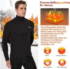 Thermoshirt Herren Thermo Unterhemd Langarm Funktionsshirt Winter Shirt Warm Ski Wandern Fahrrad Mit Stehkragen DE Schwarz L -Günstiges Mode Wucht Geschäft 3b01eab960060f3e31eaae9366b856f4