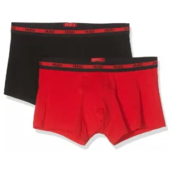 Hugo Boss HUGO Herren Boxer Shorts, 2er Pack - Trunks, Logobund, Baumwolle Stretch Rot/Schwarz L -Günstiges Mode Wucht Geschäft 3ffb1aa12d8654b68efcf1f612344446