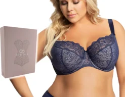 Gorsenia K357 Blanca Bügel BH Dame Dessous Spitze Geblümt Regulierbar Setteil EU, Dunkelblau, 90E