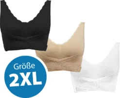 Genius Cara Mia BH-Set Ohne Bügel In Schwarz, Weiß & Beige Für Damen Frauen Größe 2XL; A29196