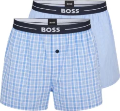 HUGO BOSS Zweier-Pack Pyjama-Shorts Webboxer Aus Baumwolle Mit Logo Am Bund 471 Hellblau/Bund Navy XXL