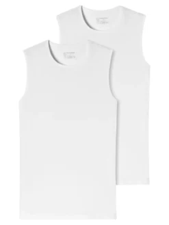 Schiesser 2er-Pack - 95/5 - Organic Baumwolle Unterhemd / Tanktop Komfortabler Rundhalsausschnitt, Elastische Single-Jersey Qualität, Perfekter Sitz