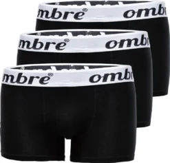 OMBRE HERREN BOXERSHORTS Bunt 3-PAK UNTERWÄSCHE UNTERHOSEN 95% BAUMWOLLE M-XXL U159 Schwarz L