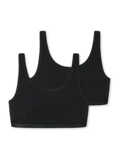 SCHIESSER Mädchen Bustier 2er Pack - Sport BH, Serie 95/5, Baumwolle Stretch, Einfarbig, 140-176 Schwarz 176