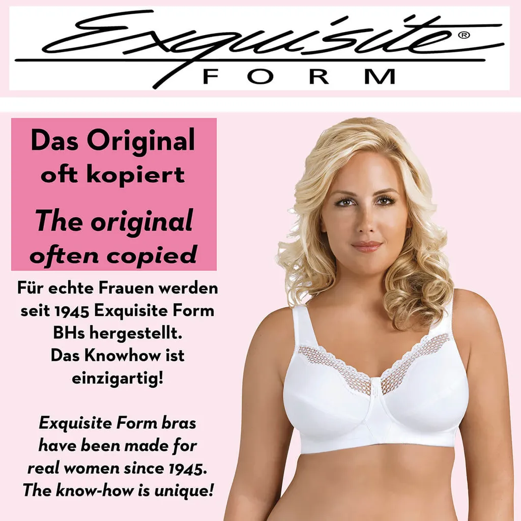 Exquisite Form Fully Damen BH - Soft Cup Baumwoll-BH Mit Spitze BH Ohne Bügel (80-100 B / 80-110 C-F / 80-105 G) Bügelloser BH Große Größen BH, Farbe:Weiß (WH), Größe:105D 9 Exquisite Form Fully Damen BH - Soft Cup Baumwoll-BH Mit Spitze BH Ohne Bügel (80-100 B / 80-110 C-F / 80-105 G) Bügelloser BH Große Größen BH, Farbe:Weiß (WH), Größe:105D – Bild 7