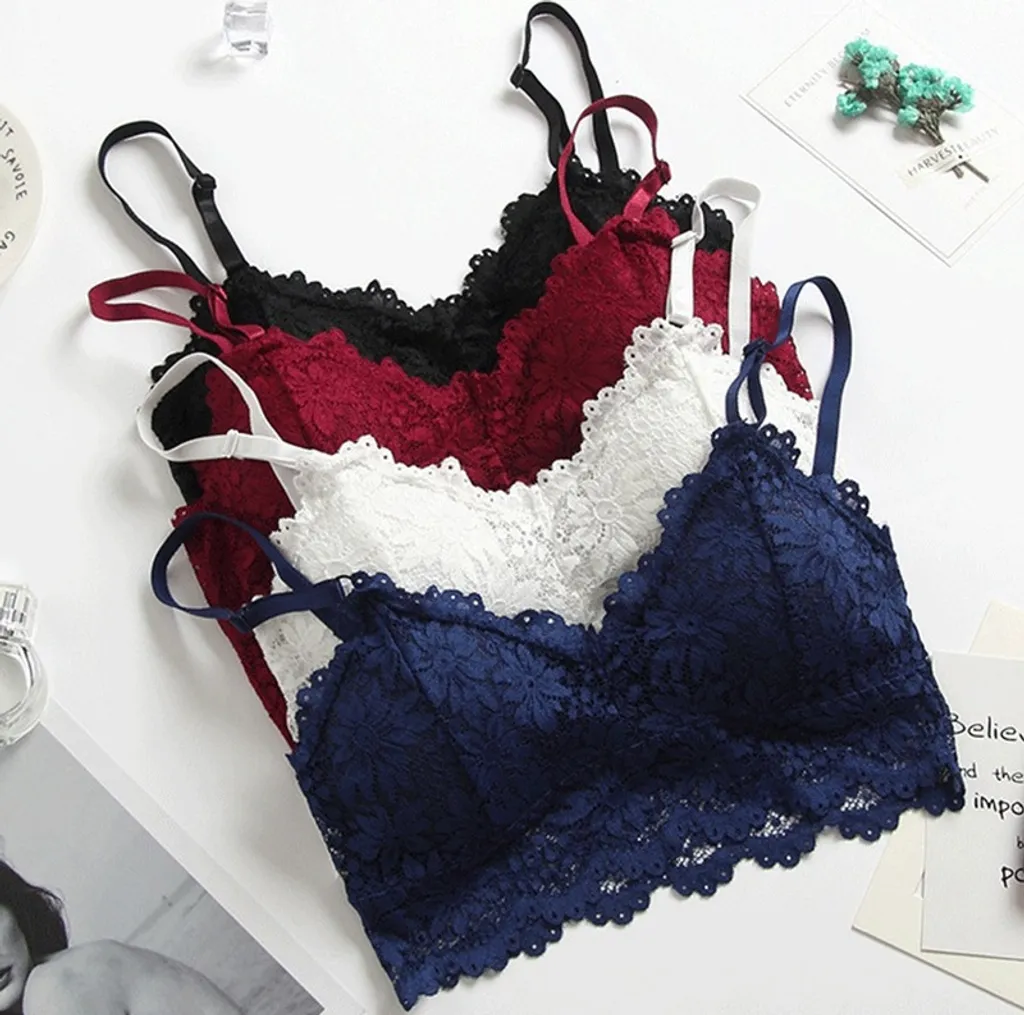 4x Y Damen Spitze Floral Bustier Crop Top Padded BH Weste Bralette Cami Tank Top 7 4x Y Damen Spitze Floral Bustier Crop Top Padded BH Weste Bralette Cami Tank Top – Bild 5