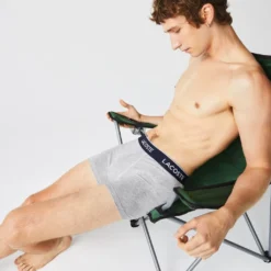 Lacoste 3er Pack Unterhosen Casual Baumwolle Stretch Boxer Navy Blau Grau -Günstiges Mode Wucht Geschäft 60df540856bc493d04476ae900f735b1
