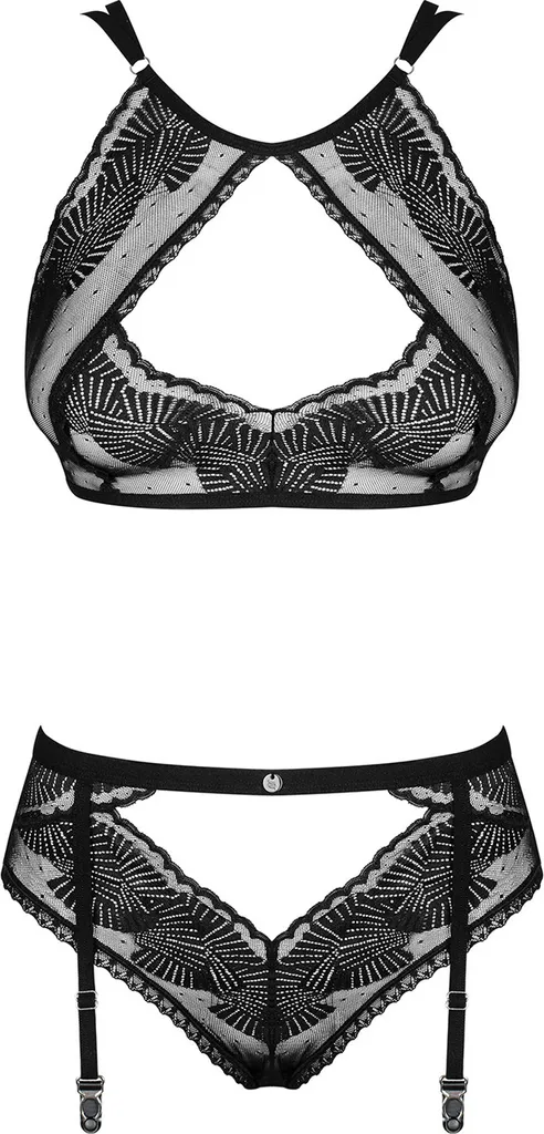 Obsessive Dessous Set Aus Zart Gemustertem Material, Farbe: Schwarz, Größe: S/M 7 Obsessive Dessous Set Aus Zart Gemustertem Material, Farbe: Schwarz, Größe: S/M – Bild 5
