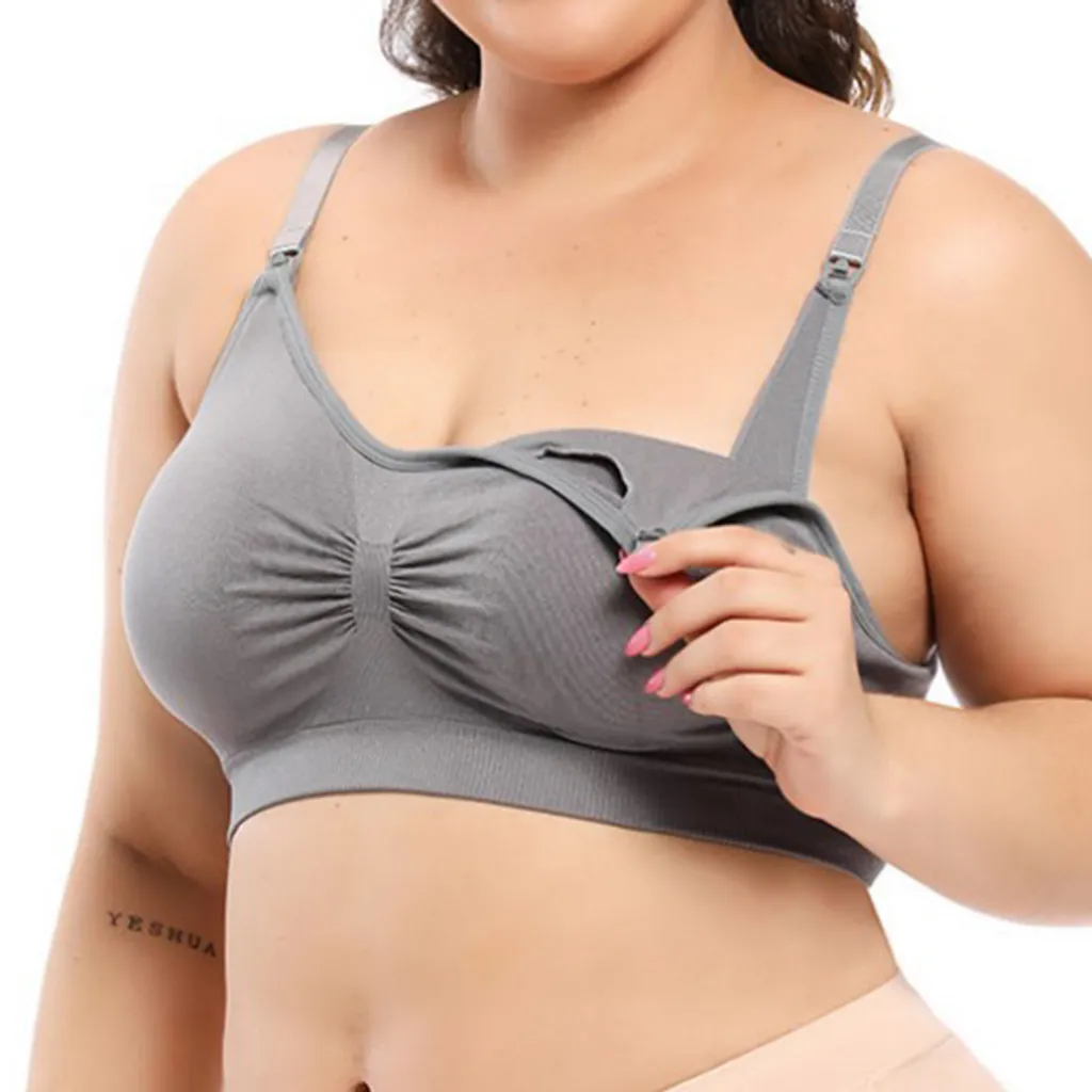 3er Set Nahtloser Still-BH Schwangerschafts Still BH Verstellbare Schultergurte Atmungsaktiv Hautfarbe Schwarz Grau (3XL) 4 3er Set Nahtloser Still-BH Schwangerschafts Still BH Verstellbare Schultergurte Atmungsaktiv Hautfarbe Schwarz Grau (3XL) – Bild 2