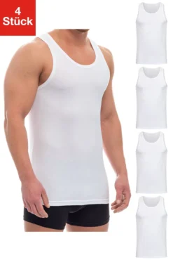 Barrio 13 Unterhemd Tank Top Achselshirt Für Herren ( 4 Stück ) Feinripp Aus 100% Baumwolle