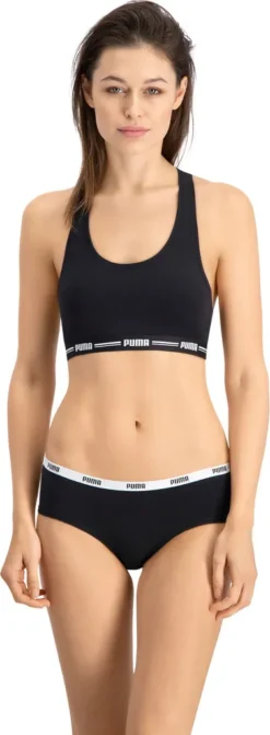PUMA Damen Iconic Hipster, 3er Pack - Soft Baumwolle Stretch Schwarz XS -Günstiges Mode Wucht Geschäft 765f3411c932b6477d01c82746a9a658