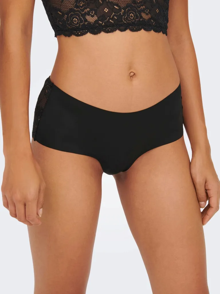 ONLY Damen Spitzen Slips 3-er Stück Pack Low Hipster Unterhosen Nahtlose Unterwäsche Panty ONLCHLOE, Farben:Schwarz, Größe:M 4 ONLY Damen Spitzen Slips 3-er Stück Pack Low Hipster Unterhosen Nahtlose Unterwäsche Panty ONLCHLOE, Farben:Schwarz, Größe:M – Bild 2