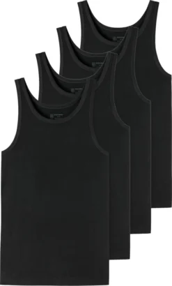 Schiesser 4er-Pack - 95/5 - Organic Baumwolle Unterhemd / Tanktop Tiefer Rundhalsausschnitt, Perfekter Sitz, Elastische Single-Jersey Qualität