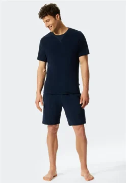 Schiesser Frottee Nightwear Schlafanzug Kurzarm Shirt Mit Rundhalssausschnitt, Unifarbene Hose Mit Praktischem Bindeband , Saugfähig, Atmungsaktiv Und Schnelltrocknend -Günstiges Mode Wucht Geschäft 7e4ab3e28ab80fe1c857e9031785a12c