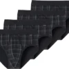 Schiesser 4er Pack Original Classics Feinripp Slip / Unterhose Kontrastfarbenes Karomuster, Komfortabler Softbund Mit Seitlichem, Gewebtem Logo, Angenehm Weiche Feinripp-Qualität