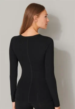 Schiesser Damen Shirt Langarm 1/1 Arm Sehr Elastisch - 155414, Größe Damen:L, Farbe:schwarz -Günstiges Mode Wucht Geschäft 8ca54bcfceb4cc80062bfc881261c147