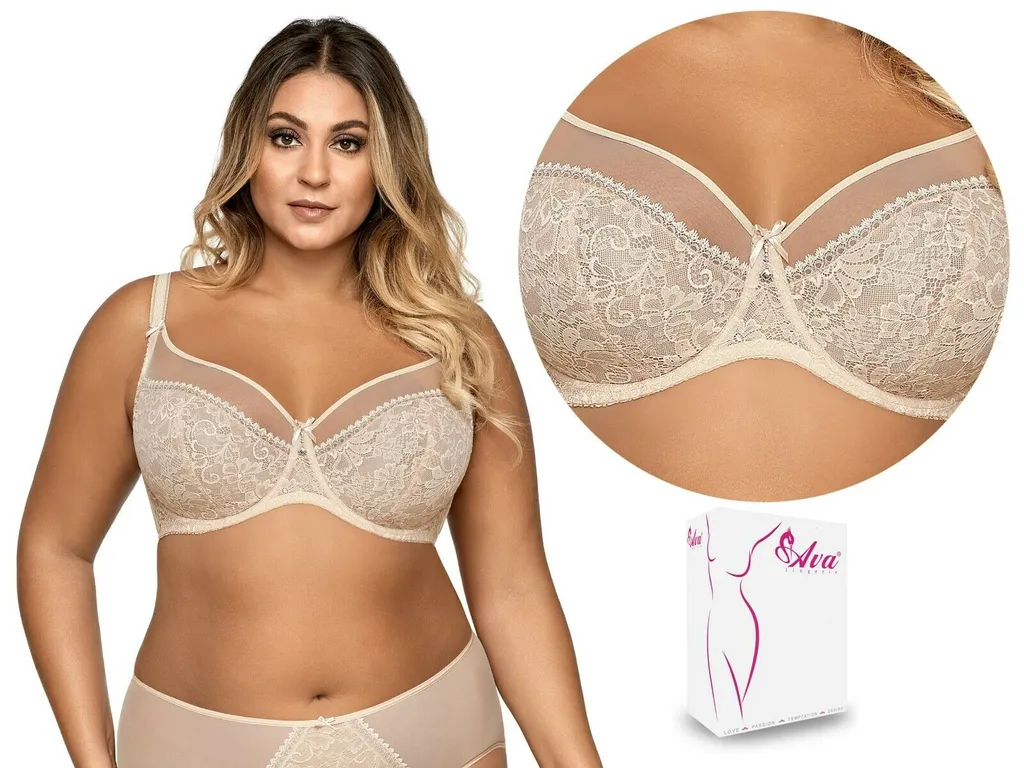AVA Damen Soft BH Unterwäsche Gemustert Mit Seitenstäbchen Und Regulierbarem Setteil 1396, Farbe:Beige, BH Unterbrustumfang:85, BH Cup Größe:J 6 AVA Damen Soft BH Unterwäsche Gemustert Mit Seitenstäbchen Und Regulierbarem Setteil 1396, Farbe:Beige, BH Unterbrustumfang:85, BH Cup Größe:J – Bild 4