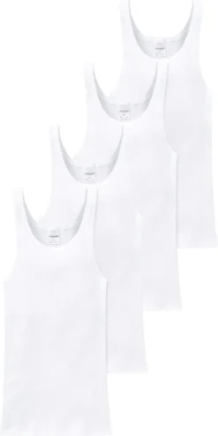 Schiesser 4er Pack Baumwolle Essentials Doppelripp Unterhemd / Tanktop Besonders Strapazierfähig Und Langlebig, Hoher Tragekomfort, In Hochwertiger, Formstabiler Doppelripp-Qualität