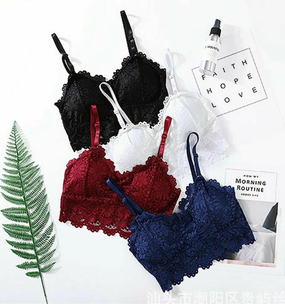 4x Y Damen Spitze Floral Bustier Crop Top Padded BH Weste Bralette Cami Tank Top 5 4x Y Damen Spitze Floral Bustier Crop Top Padded BH Weste Bralette Cami Tank Top – Bild 3