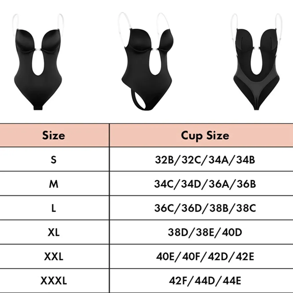 Tiefes V Bustier, U Eintauchen Rückenfrei Body Shaper BH, Transparent Riemen Versammeln Korsett Bustiers (M, Schwarz) 7 Tiefes V Bustier, U Eintauchen Rückenfrei Body Shaper BH, Transparent Riemen Versammeln Korsett Bustiers (M, Schwarz) – Bild 5