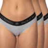 Paolo Renzo Damen Slip SPORT LINE 3 Stück - Baumwoll Slip - Sport Slip - Größe M - Grau