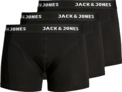 Jack & Jones Herren Boxer-Shorts JacAnthony Unter-Hosen Pants 3er-Pack Black, Farbe:Schwarz, Größe:M