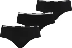 PUMA Damen Iconic Hipster, 3er Pack - Soft Baumwolle Stretch Schwarz L