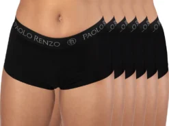 Paolo Renzo Damen Panty SPORT LINE 6 Stück - Baumwoll Panty - Sport Panty - Größe L - Schwarz