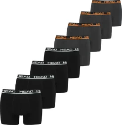 HEAD 8 Er Pack Herren Boxer Boxershorts Basic Pant Unterwäsche, Farbe:Black / Dark Shadow, Bekleidungsgröße:L