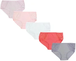 Alkato Damen Hohe Taille Slips Baumwolle Unterhosen Mit Spitze Unterwäsche 5er Pack, Farbe: Mehrfarbig 1, Größe: 3XL -Günstiges Mode Wucht Geschäft ab1b9d5dc5839a84d147cd78a00897b6