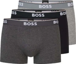 Hugo Boss BOSS Herren Boxershorts Trunk Unterhosen Baumwolle Stretch 3er Pack L 1xHellgrau/Grau/Schwarz