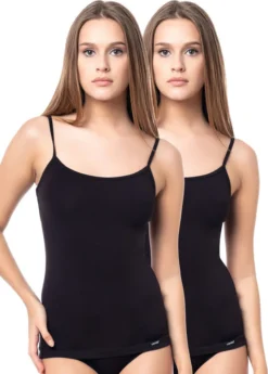 Yenita® Spaghetti Top (2er Set) Modern-Collection XL Schwarz