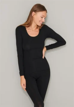 Schiesser Damen Shirt Langarm 1/1 Arm Sehr Elastisch - 155414, Größe Damen:L, Farbe:schwarz -Günstiges Mode Wucht Geschäft b17ba686029cee14d9e3a7e6359fda9a