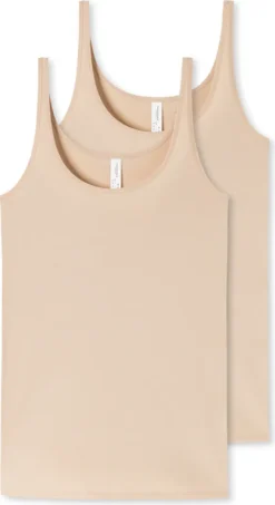Schiesser Damen 2PACK Trägertop 95/5 Organic Sand 46/3XL