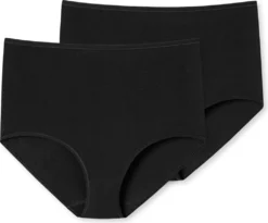 SCHIESSER Damen Slip 2er Pack - Maxi, Unterhose, Baumwolle Stretch 95/5, Uni Schwarz XL