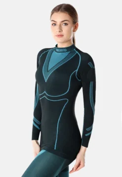 Ladeheid Damen Funktionsunterwäsche Langarm Shirt Thermoaktiv LAGI004 (Schwarz/Turquoise, XL) -Günstiges Mode Wucht Geschäft b6a90a4691815d94f82754a40a9d2879