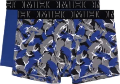 2er Pack HOM Herren Boxershorts Underwear Pants Boxer Trunks Brian, Farbe:Blau, Größe:XL, Artikel:-D009 Blue / Blue Print