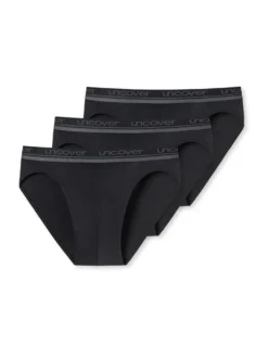 UNCOVER By SCHIESSER Herren Slip 3er Pack - Rio Slip, Serie "Uncover", Logobund Schwarz XL