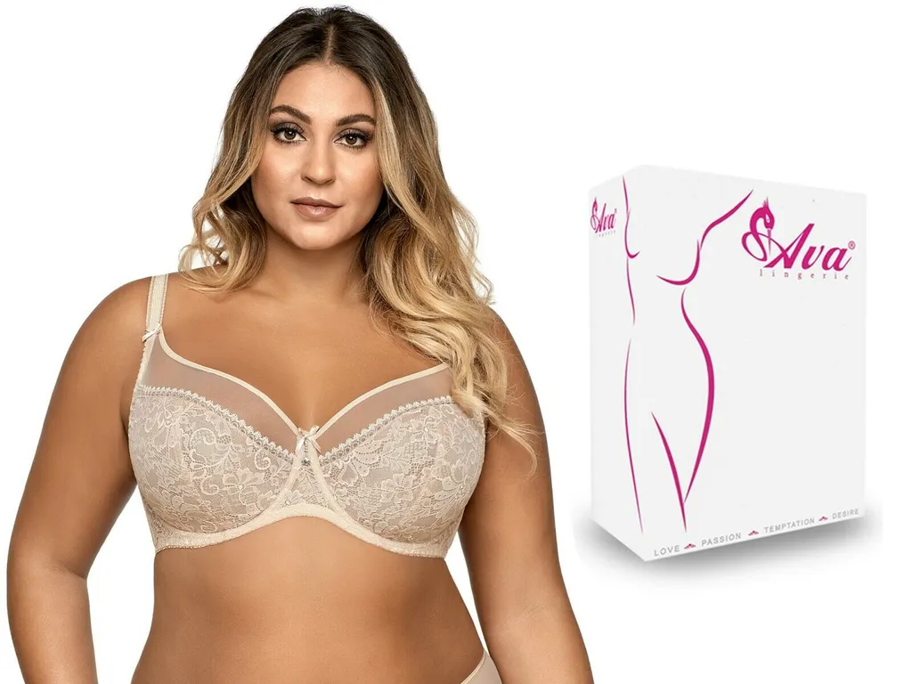 AVA Damen Soft BH Unterwäsche Gemustert Mit Seitenstäbchen Und Regulierbarem Setteil 1396, Farbe:Beige, BH Unterbrustumfang:85, BH Cup Größe:J 4 AVA Damen Soft BH Unterwäsche Gemustert Mit Seitenstäbchen Und Regulierbarem Setteil 1396, Farbe:Beige, BH Unterbrustumfang:85, BH Cup Größe:J – Bild 2