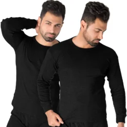 Black Snake® Thermounterhemd Thermounterwäsche Sport Unterhemden Herren 2 Stück Langarm - L - Schwarz