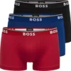 Hugo Boss BOSS Herren Boxershorts Trunk Unterhosen Baumwolle Stretch 3er Pack L 1xRot/Blau/Schwarz