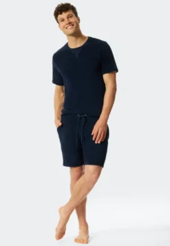 Schiesser Frottee Nightwear Schlafanzug Kurzarm Shirt Mit Rundhalssausschnitt, Unifarbene Hose Mit Praktischem Bindeband , Saugfähig, Atmungsaktiv Und Schnelltrocknend -Günstiges Mode Wucht Geschäft c384b5c01d79815da8d6af219462b16a