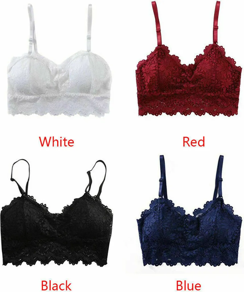 4x Y Damen Spitze Floral Bustier Crop Top Padded BH Weste Bralette Cami Tank Top 4 4x Y Damen Spitze Floral Bustier Crop Top Padded BH Weste Bralette Cami Tank Top – Bild 2