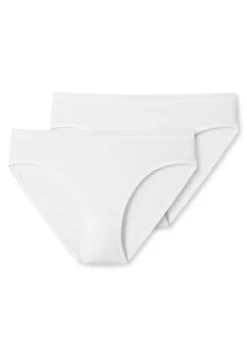 SCHIESSER Mädchen Slips 2er Pack - 95/5, Unterhose, Logobund, Uni, 140-176 Weiß 140